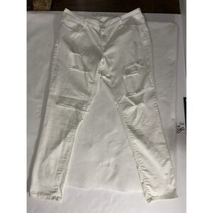 Women's White Wax Jeans Size 18 High Waist Modem Design Pockets